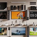 Projection Monitoring Setup Featuring Multiple Projectors Screens Stands And Displays Showing Various Scenes