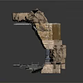 3D Geological Strata Structure With Rock Layers And Metal Support Framework