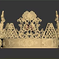 Elegant Exquisite Golden Crown Jewelry With Pink Gemstones And Intricate Carvings