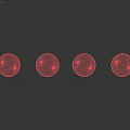 Colorful Circular Components Including Beige Sphere and Four Different Colored Discs on Beige Gray Walls