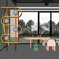 Bright Modern Kids Playroom Interior With Spiral Slide Colorful Furniture And Large Windows