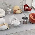 Modern leisure sofa lazy sofa side table 3d model
