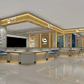 Modern Jewelry Store Interior Design With Display Counters Bright Lighting And Brand Logos