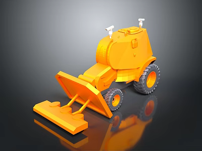 Detailed Orange Bulldozer 3D Model With Reflective Surface And Dark Background 3d model