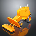 Detailed Orange Bulldozer 3D Model With Reflective Surface And Dark Background