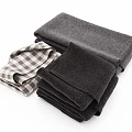 Soft Stacked Towels in Gray Black and Checkered Pattern for Bathroom Use 3d model