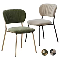 Green Velvet And Beige Fabric Dining Chairs With Gold And Black Legs Modern Design