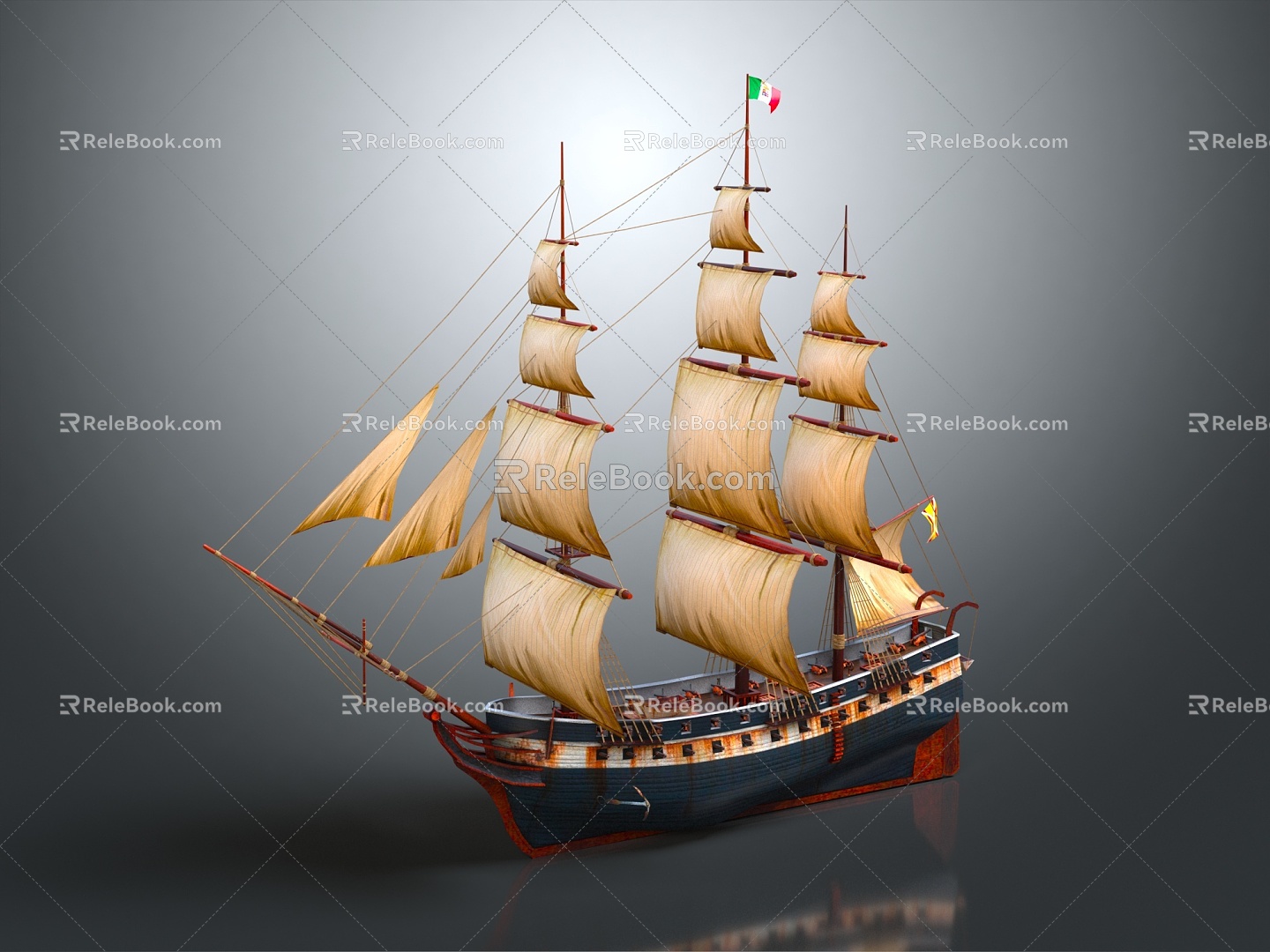 Modern Sailing Cartoon Sailing 3d model