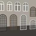 Various Arch and Grid Design Floor to Ceiling Windows in White Brown Black Colors