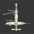 Space Station Model With Blue Solar Panels White Structure And Yellow Red Components 3d model