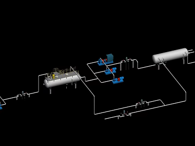 Industrial Equipment Pipeline System With Storage Tanks Pumps And Control Valves 3d model