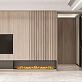 Elegant Modern Dining Living Room Interior With Golden Pendant Lights Wooden Shelves And Dining Table