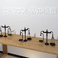 Vintage European Decorative Ornament Set With Balance Scales 3D Models On Wooden Table