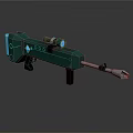 Futuristic Green Weapon Design Featuring Scope Stand And Glowing Tech Components 3d model