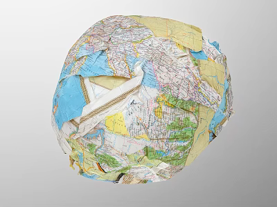 Decorative Ornament Set Made Of Collaged Map Fragments In Sphere Shape 3d model