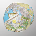 Decorative Ornament Set Made Of Collaged Map Fragments In Sphere Shape