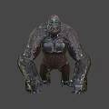 Game Movie Character Large Muscular Gorilla With Brown Fur Red Eyes Fierce Expression