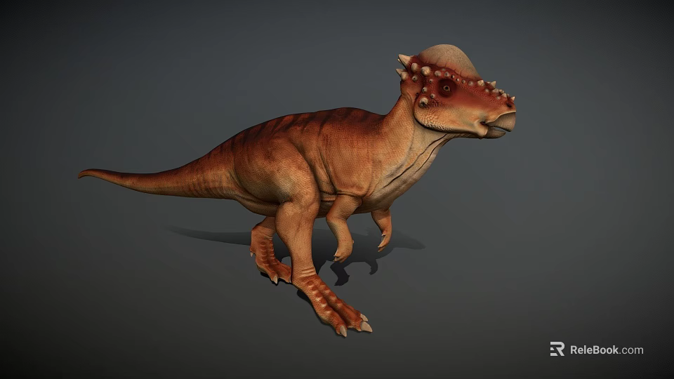 Realistic Dinosaur 3D Model With Brown Skin And Cranial Crest 3d model