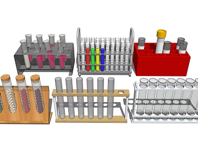 Industrial Equipment Showcasing Test Tube Racks With Colored And Clear Tubes 3d model