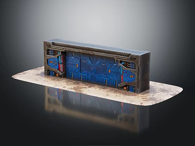 Metal Structure Model With Blue Doors Control Panels And Industrial Design Features 3d model