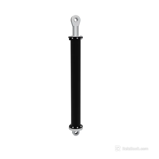 Black Cylindrical Mechanical Component With Metal End Fittings And Industrial Use 3d model 