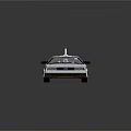Vintage Silver Car With Gull Wing Doors And Roof Mounted Device Classic Design