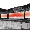 Beijing International Convention Center Stage With Large Screens Lighting And Audience Seats