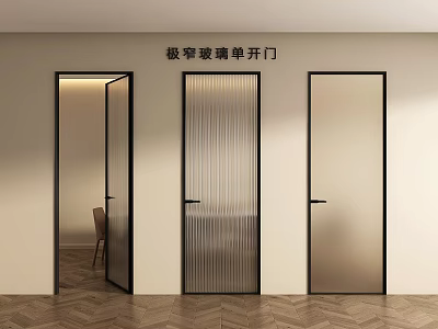 Slim Frame Glass Single Swing Door Design for Modern Interior Spaces 3d model