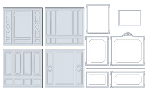 European-style line plaster 3d model