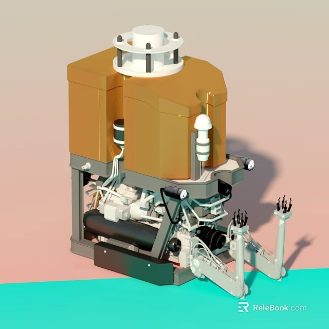 Smart Machine With Robotic Arms Mechanical Structure And Engineering Components 3d model 