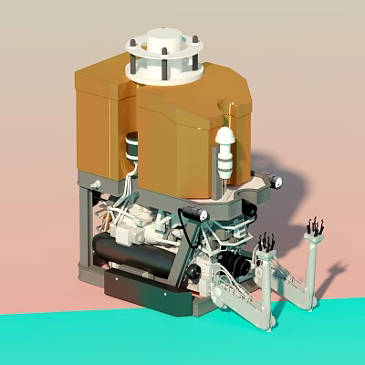 Smart Machine With Robotic Arms Mechanical Structure And Engineering Components 3d model