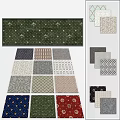 Various Square Rugs With Diverse Patterns And Color Options For Home Decor 3d model
