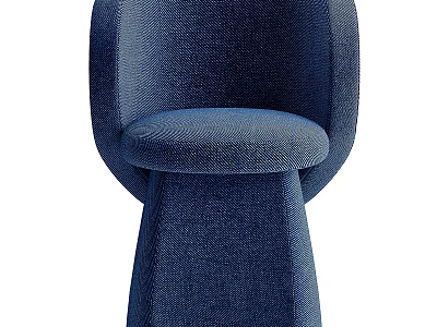 Blue Fabric Single Sofa With Modern Curved Back Design And Comfortable Seat Cushion 3d model