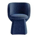 Blue Fabric Single Sofa With Modern Curved Back Design And Comfortable Seat Cushion