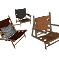 Stylish Leisure Chairs with Wooden Frame Leather Upholstery and Checkered Cushion in Various Colors