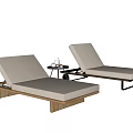Modern Fabric Lounge Chairs With Wooden Frame And Side Table