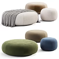 Various Color Round Ottoman Poufs With Soft Fabric For Indoor Seating