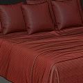 Cozy Double Bed With Neutral Toned Linen Bedding Striped Plaid Patterns And Pillows