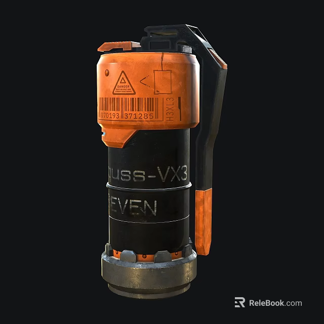 Weapon With Orange Black Design L183 VX3 Triangle Warning And Cylindrical Grip 3d model