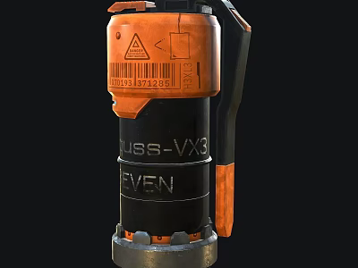 Weapon With Orange Black Design L183 VX3 Triangle Warning And Cylindrical Grip 3d model