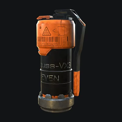 Weapon With Orange Black Design L183 VX3 Triangle Warning And Cylindrical Grip 3d model Weapon With Orange Black Design L183 VX3 Triangle Warning And Cylindrical Grip 3d model