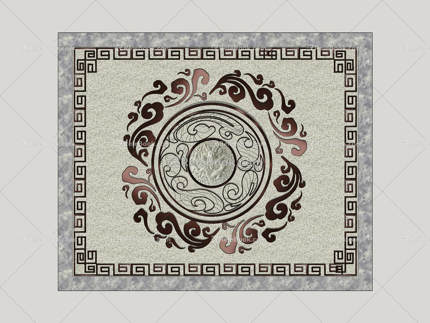 New Chinese floor tile traditional pattern pavement 3d model