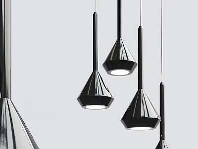 Modern Black Geometric Conical Pendant Lights With Sleek Metal Hanging Design 3d model