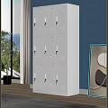 White Multi Door Lockable Wardrobe Storage Cabinet In Modern Room With Natural Light And Decor