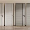 Modern Flush Doors With Vertical Stripes And Silver Handles In Light Gray Finish