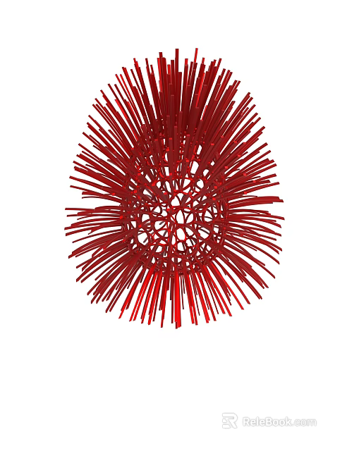 Other Red Spiky Sphere With Hollow Structure 3d model 