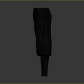 Black Linen Baggy Pants with Drawstring Waist and Tapered Ankle Design