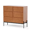 Modern Wooden Chest of Drawers With Textured Fronts And Metal Legs For Bedroom Storage
