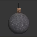 Spherical Weapon With Hammered Texture Surface And Cork Stopper Top Metal Fuse Design
