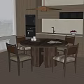 Dining Table and Chair Combination Dining Cabinet Chandelier 3d model
